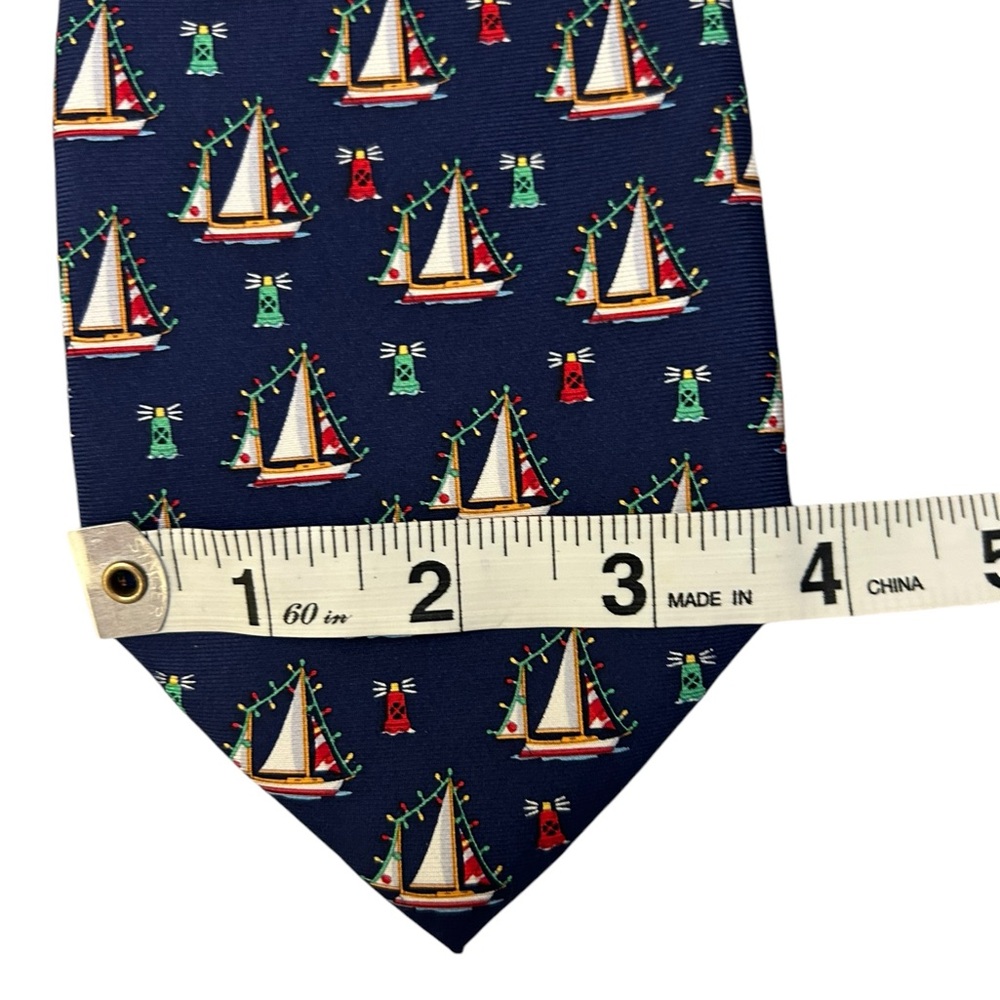 Erich Holch for Alynn 100% Silk‎ Marina Lights Tie Holiday Christmas Sailboats - Picture 10 of 11